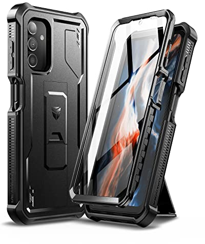 Dexnor Coque de Protection pour Samsung Galaxy A13 - Protection d'écran intégrée et Support 360 degrés - Robuste et Robuste - Protection Militaire - Résistant aux Chocs - Noir