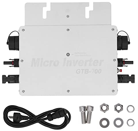 700W Micro Inverter Solar Grid Tie Inverter WIFI Control Micro Wechselrichter Solar Inverter Controller 120 230V AC Outlets Auto Identification IP65 Wasserdichter Wechselrichter (Silber)