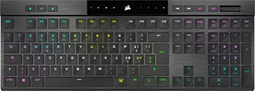 Corsair K100 AIR Wireless RGB mechanische Gaming-Tastatur Ultradünn - Slipstream Wireless Weniger als 1 ms, Bluetooth, Switch Cherry MX Ultra Low Profile - Layout IT, QWERTY - Schwarz
