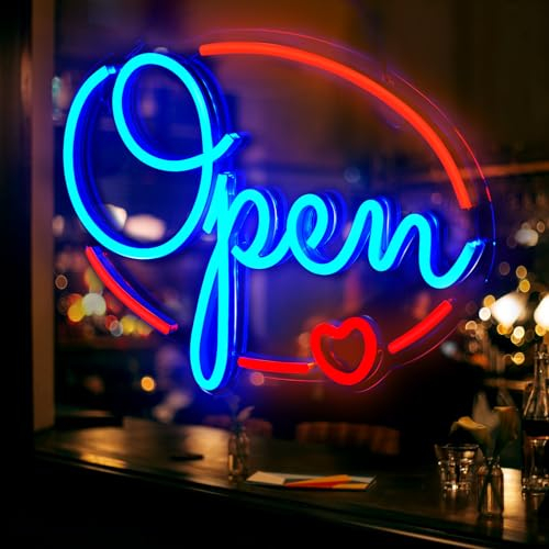 FITNATE Neon OPEN Sign, LED Neon Light Sign USB Powered 40x28CM Decorative Bar Open Sign for Home Bar Store Party Decor, Brightness Adjustable