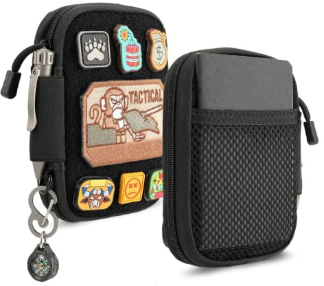 Sayram SP2/SP3 EDC Pouch Tasche Organizer, Mini Tasche für Männer, EDC Organizer Herren Tasche Klein mit Klettverschluss, Kleine Werkzeugtasche mit D-Ring, Elastische Organizer Utility Tasche