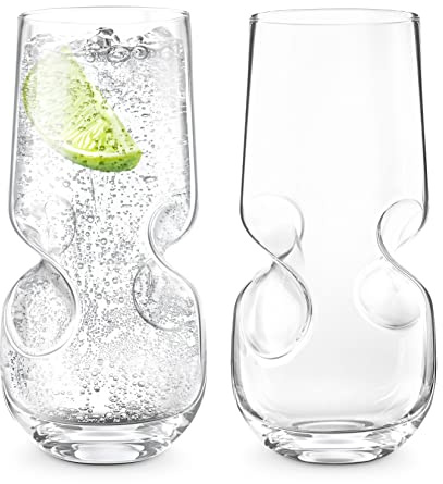 Final Touch Bubbles Seltzer/Bubbly Beverage Glasses - Set of 2-17 oz (500 ml)