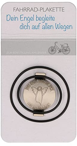 Butzon & Bercker Fahrrad-Plakette mit Schutzengel-Motiv aus rostfreiem Metall mit dehnbarem Gummiring - Ø 3 cm (Schutzengel)