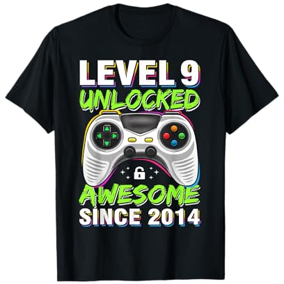 9 Years Old Gift Boy Level 9 Unlocked Awesome 2014 Birthday T-Shirt