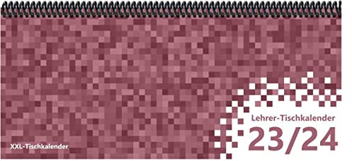 Lehrer - Tischkalender 2023/24: XXL-Tischkalender, Bunt-Kalender Pixel rosa 14,5 x 32,5 cm, quer, Juli 2023 - September 2024