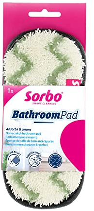 Sorbo Non-Scratch Bathroom Cleaning Pad, Scratch-Free and Super Absorbent Cleaning Tool, Machine Washable and Reusable, Ideal for Chemical-Free Cleaning on Porcelain and Stainless Steel, 2 Pack