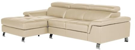 Vente-unique Ecksofa Mishima Leder – Taupe – linker Winkel