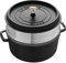 STAUB Gusseisen Cocotte rund mit Dampfgarer 24 cm schwarz