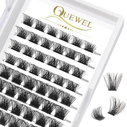 QUEWEL Cluster Faux-Dils Cils Mega Volume Cluster Individuels Lashes Russe Volume Cils Individuel DIY Extensions de Cils (mega-D-MIX)
