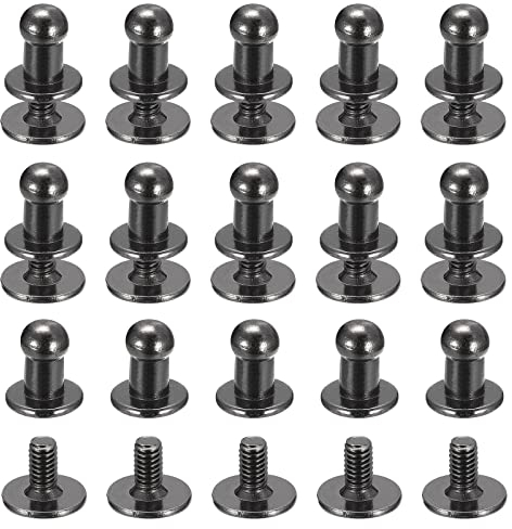 sourcing map 4mm Kugel Kopf Bolzen Nieten Schrauben Hohlnieten Rücken 15 Stück Schraubnieten Rund Kopf Schaltfläche Nippel Niete für Basteln Leder Handwerk Handtasche Gürtel Metallisch Schwarz