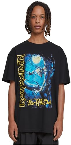 Mister Tee Men's Upscale X Iron Maiden Fear of The Dark Heavy Oversize Tee T-Shirt, Black,