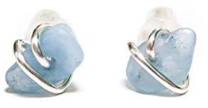 Aquamarin Ohrringe - Stein Ohrstecker - Zierliche kleine hellblaue Edelsteinstecker (14k Rose Gold Filled)