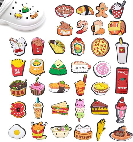 EULAPGOE Shoe Charms for Clogs,40PCS Shoe Decoration Charms, Cute gourmet food Shoe Accessories Decorations for Kids Teens Women Men Clog Shoes Decorations Wristband