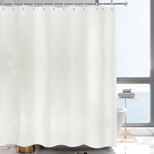 YISURE Rideau de Douche crème 180 x 240 cm, Lavable Beige en Polyester Hydrofuge avec œillets métalliques, Largeur 180 x Hauteur 240 cm
