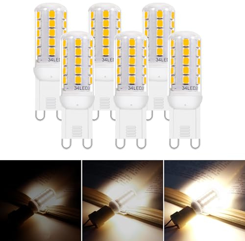 I-SHUNFA G9 LED Glühbirne Dimmbar, Natürliches Weiß 4000K AC:230V 3.2W Ersatz 30W Halogenlampe, G9 LED Lampen Enegiesparende Kleine Birne (6er Pack)