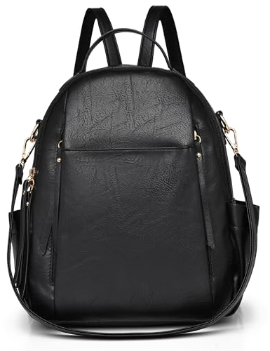 Dora & Liz Kleiner Leder-Rucksack für Damen, modisch, leicht, Schultertaschen, Damen-Reisehandtasche, Schwarz, Small, Kleiner Damen-Rucksack