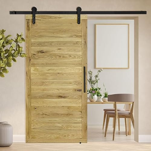 SEART Massive Eichenschiebetür im rustikalen Stil, für Kleiderschrank, Speisekammer, Waschküche Horizon (Naturöl) 100x210 cm