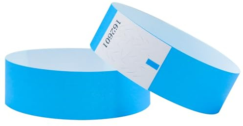 L LIKED 500 Pcs Numbered Neon Wristbands for Events (Neon Blue) | Waterproof Paper Neon Wristbands Party Bands Entrance Wrist Bands for Events Music Festival Concert Contest