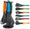 Daniel James Kitchen Utensil Set - 6 Piece Non Stick Cooking Tools with Rotating Stand - Heat Resistant Cookware with Ergonomic Handles and Carousel Holder - Multicoloured