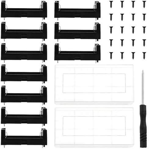 KUOQIY 10 PCS CR123A CR123 Battery Holder, CR123 Battery Case Holder Box, CR123A Battery Holder Spring Clip Case with Pin, with 2 PCS Plastic Battery Storage Box & Screwdriver & Screws