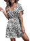 CUPSHE Badeanzug-Überzugkleid für Damen, kurzärmelig, lässig, Sommer, bedruckt, Strandkleid, Sommerkleid, Schwarze Geometrie, XL