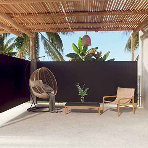 SECOLI Alu-Seitenmarkise, Ausziehbar Markise 160 x 600 cm, Sonnenschutz Markise Schwarz, Windschutz, Sichtschutz, Seitenrollo, für Balkon, Terrasse, Garten#5