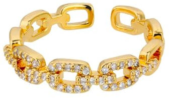 GleaMora Klassische Twist Chain verstellbare Ringe für Frauen Geometrischer hohler Ring Hochzeitsschmuck Vogue und einfacher Ring