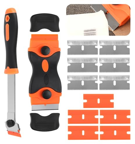 Grattoir Pour Vitrocéramique Avec 5 Lames en Acier Inoxydable et 5 En Plastique, Ensemble de Grattoirs de Cuisine, Grattoir Pour Four, Plaques à Induction, Verre Céramique