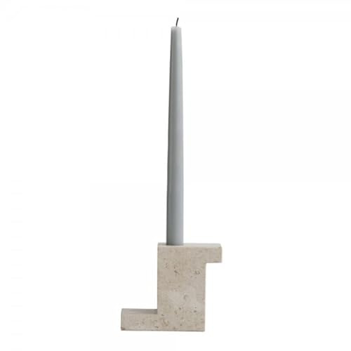 101 Copenhagen [W0724 [W0724] Brick Candle Holder, Tall - Limestone, Height 5 cm x Width 7,5 cm x Length 12,5 cm -