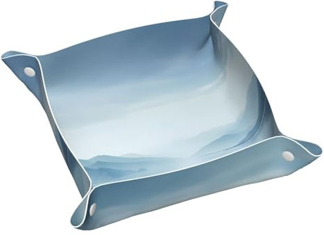 Bandeja de tocador, bandeja de piel de PVC para viajes, organizador de viaje pequeño para llaves, carteras, relojes, monedas (patrón de agua)