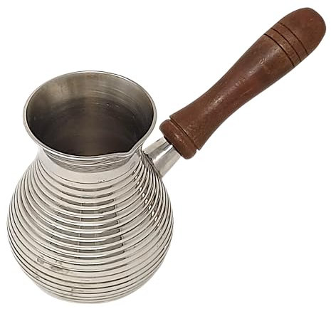Madacha Kaffeekanne Cezve/Turka 300 ml Gold Messing/Nickel Abnehmbarer Holzgriff