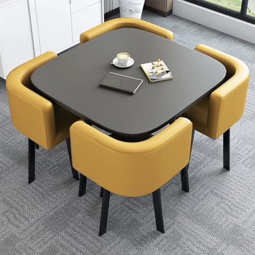 LHXLSH Besprechungstisch, Büro-Empfangsraum, Empfangs Tisch und Stuhl-Kombination, für Wohnzimmer, Empfangs- und Besprechungsraum, Tisch und Stuhl-Set, Platzsparend(Gray)