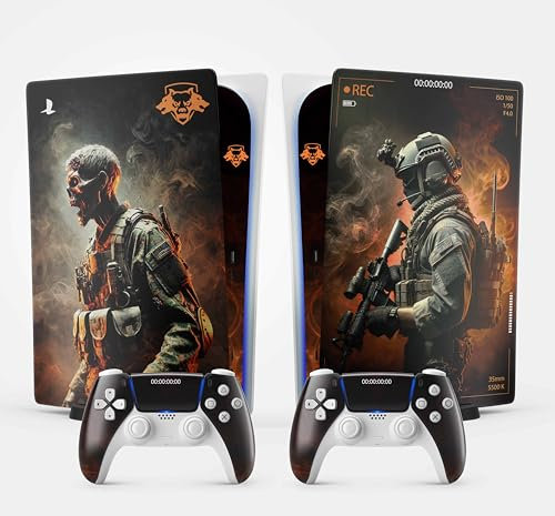 Sticker pour la PS5 Black Ops 6, Autocollant PS 5 Gaming, Console et Manette, Edition Standard Digital Skin COD (2 Manettes)