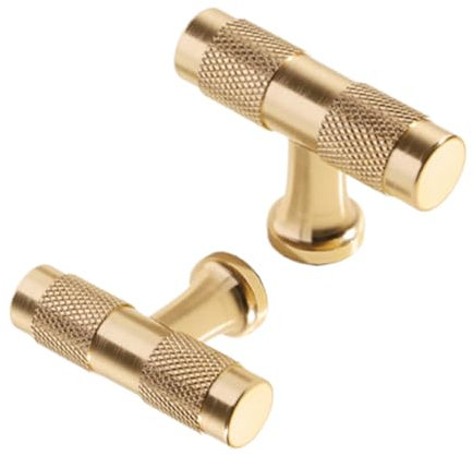 SANTUO 10 Pcs Knurled Gold Handles for Drawer Zinc Alloy Kitchen Gold Knobs for Cupboard Cabinet Handles for Wardrobe Dresser Cupboard DIY Home Upgrade Bathroom