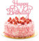Happy Birthday Cake Toppers Pink Glitter, Happy Birthday Cake Pick Toppers, Happy Birthday Sign for Cake Topper, Birthday Party Cake Decorations for Birthday Party Decoration Supplies