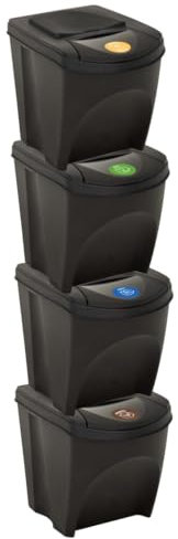 LXYZWRW Furniture Select Lot de 4 poubelles empilables Anthracite 100 l