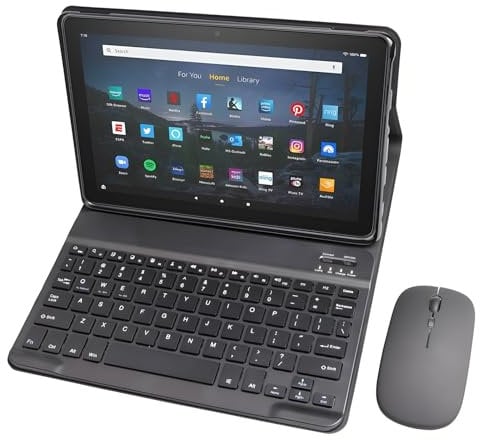HLTOOP Custodia con Tastiera per Tablet Amazon Fire HD 10 (13A Generazione, Versione 2023), Tastiera Bluetooth Rimovibile con Mouse