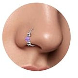 ESHIONER G23 Titan Nasenpiercing Ring Silber Nasenring Piercing Ohr Septum Helix Ring Nostril Tragus Conch lippenpiercing Hypoallergen Violett Opal Nase Ringe Piercing Schmuck Damen Dünn 20G 7MM