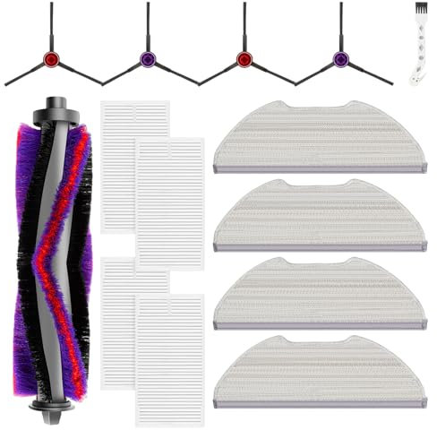 14 Accessoires pour Eureka E10s Robot Aspirateur, pièces de rechange comprenant 1 brosse principale, 4 filtres HEPA, 4 lingettes, 4 brosses latérales 1 brosse de nettoyage