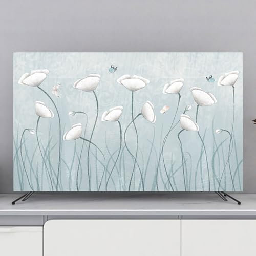 Hixingo Cubierta Antipolvo para TV Universal Funda para Televisor Elástico Protector para Smart TV Cubierta de Televisión Pantalla de Funda para 32 a 80 Pulgadas (58-60,Flor)
