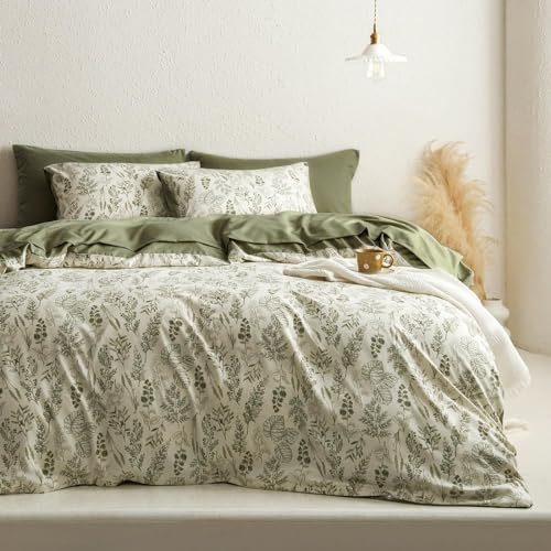 Freyamy Bettwäsche 135x200 4teilig Blumen Pflanzen Aesthetic Bettwäsche Set