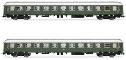 Rivarossi HR4377 DB, 2er Pack Liegewagen Bc4üm-62, grüne Lackierung, Ep. III Personenwagen