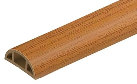 Floor Cable Cover, Self-Adhesive Wire Cover Protector for Cables Indoor Outdoor Floor Cord Channels, Flexible 1.5m x 50mm Floor Cord Covers for Home, Offices, Gyms & Garages - Brown Wood Grain