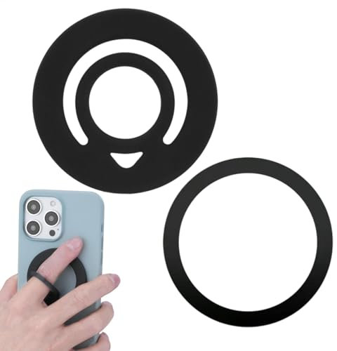 Magnetic Phone Holder, Silicone Ring Grip Stand, 11.5/9.3/1 Inches, Travel Phone Stand, Rotatable Tablet Kickstand for Home, Travels, Train, and Outdoor Use (Black)