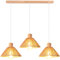 iDEGU 3 Luces Lámpara Colgante de Ratán Madera, 22cm Vintage Lámpara de Techo Moderna Estilo Boho Tulipa en Madera y Cuerda Cáñamo E27 Luz Colgante Retro para Comedor Cocina Salón (Marrón)