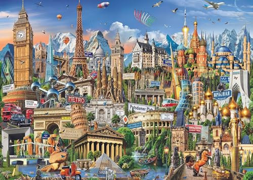 AveJoys Jigsaw Puzzles for Adults 1000 Piece European Landmarks 27.56 x 19.69 Inch Jigsaw Puzzle for Adults Educational Game 1000 Pieces London Paris Rome Landmarks Puzzles for Adult