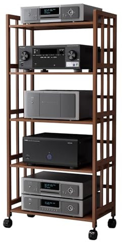 DECAKE Torre de Rack para componentes de Audio de 5 Niveles, Soporte móvil para Equipos estéreo, estantes para Equipos, Cambiador de CD y DVD, Tocadiscos, Amplificador Integrado, disposit