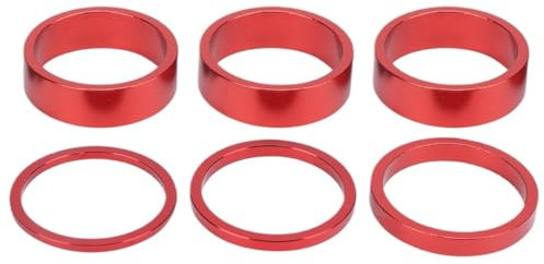 NHEISSCF 6 Pcs Headset Spacer Aluminium Alloy Bike Handlebar Stem Spacers For Road Bike For Bikes(Red)