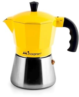 INOXPRAN Caffettiera in alluminio con caldaia in acciaio inox tazze tre giallo