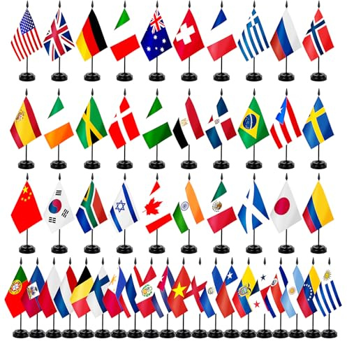 50 Länder Internationale Welt-Schreibtischflaggen Set